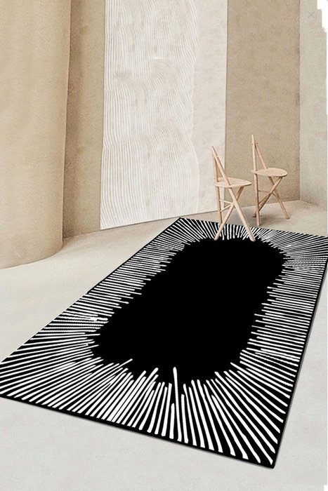 Conceptum Alfombra Black 100x200 cm, 100% Poliéster, Antideslizante, Antibacteriana, Lavable a Máquina